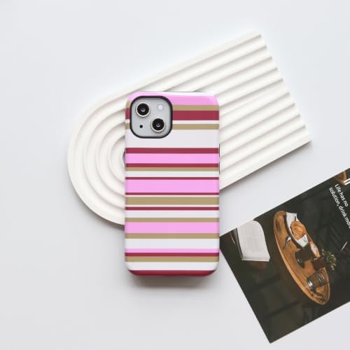 for iPhone 14 Plus Case, Magnetic Matte Frosted Dual-Layer Striped Phone Case for Women, Retro Aesthetic Cover Compatible with MagSafe Accessories - Berry Sage - Image 2