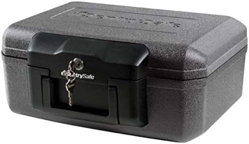 SentrySafe Fireproof Safe with Key Lock, Chest Lock Box for Home or Travel Secures Money, Documents, 0.18 Cubic Feet, 6.1 x 14.3 x 11.2 Inches, 1210 by SentrySafe