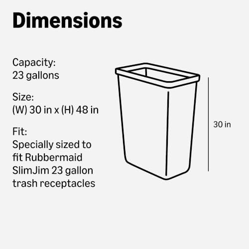 Amazon Basics 23G SlimJim Rubbermaid - 23 Gallon - 150 Count - 1.1 Mil - Black (Previously AmazonCommercial) - Image 4