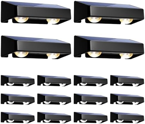SOLPEX Solar Fence Lights Outdoor, 9 Fixed Colors ＆ Color Changing Fence Solar Lights Outdoor Waterproof IP65, LED Deck Lighting for Backyard Wall Step Patio Railing Pool Porch (16 Pack) by Solpex