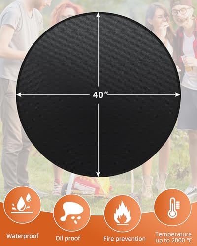 40" Round Fireproof Grill Mat for Deck & Patio, Double-Sided Silicone Coated Fiberglass, Heat Resistant Up to 2000°F, Reusable Under Grill Deck Protector for Fire Pit, Smokeless Stove, Outdoor BBQ - Image 2