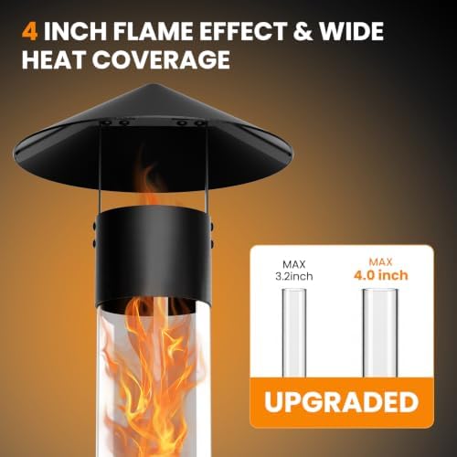 DoCred Patio Pellet Heater, 71.2" H Outdoor Glass Fire Tube Heaters - Image 3