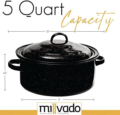 Millvado Granite 5 Qt Stockpot, Nonstick Soup Pot With Lid, Speckled Enamel Ware Cookware, Large Stock Pot For Boiling and Cooking, Big Granite Cooking Pot for Stovetop, Campfire, Outdoor Stove - Image 5
