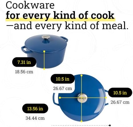 Lodge 5 Quart Cast Iron Elements Enamel Dutch Oven - Denim - Image 5