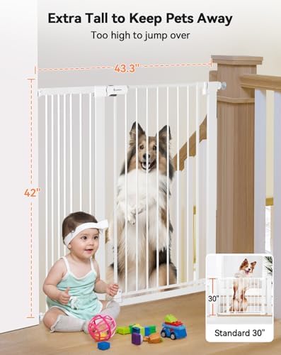 COMOMY 42" Extra Tall Baby Gate for Stairs, Fits 29.5" to 43.3" Openings - Image 2