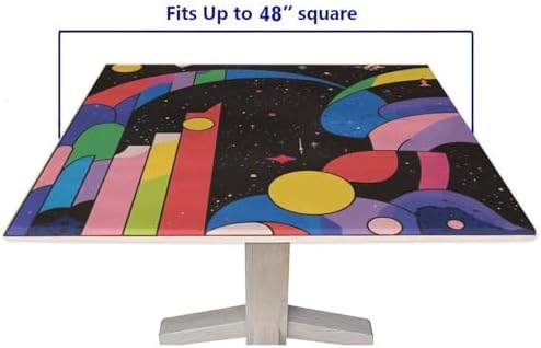 Card Table Tablecloths, Modern Geometric Pattern Printed on Washable Fitted Card Table Cover, Use for Kitchen Patio Restaurant, Fit for 48" x 48" Square Tables - Image 5