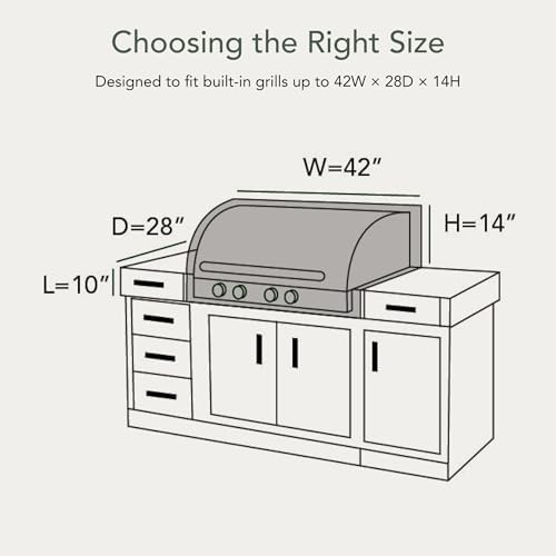 Covermates Elite Built-in Grill Cover - 42" Wx28 Dx14 H - Weatherproof - Image 2