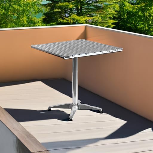 Flash Furniture 27.5 in Aluminum Indoor/Outdoor Square Table with Base - Image 4