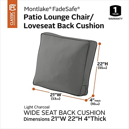 Classic Accessories Montlake FadeSafe FadeSafe Patio Lounge Chair/Loveseat Back Cushion, 21 x 22 x 4 Inch, Light Charcoal - Image 2