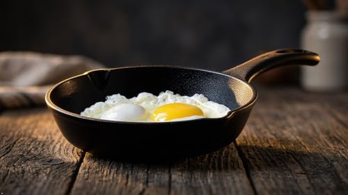 6 Inch Cast Iron Skillet with Glass Lid, Pre-Seasoned Mini Pan - Image 5