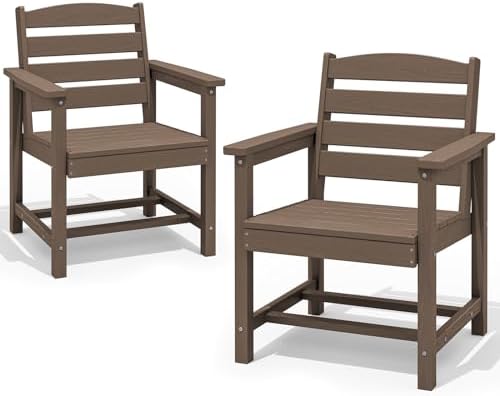 SERWALL Patio Dining Chair Set of 2,All Weather HDPE Dining Chair, Coffee by SERWALL