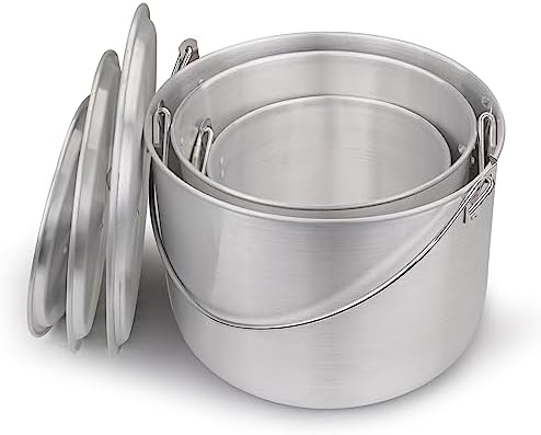 AceCamp Nested Pot Aluminum Lightweight Cooking Pot Set Outdoor Large Stock with lid and folding handle - 4L,8L,12L - Image 3