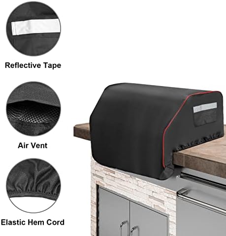 32inch Built-in Grill Cover for Bull 45005 Built in Gas Grill, Bull Outdoor Kitchen & Grill Head Cover, Heavy Duty Waterproof BBQ Grill Top Cover with Handle and Elastic Hem for Bull Lonestar 4 Burner - Image 3