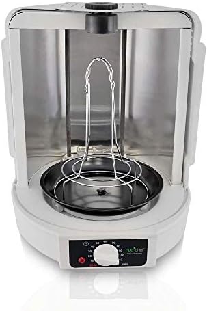 NutriChef Vertical Rotisserie Oven Roaster - Rotating Shawarma/Kebab Machine with Skewer and Rack, Basket Tower, Roasting Rack, Poultry Tower, Drip Tray - For Meat Chicken Turkey Lamb - PKRT15 White - Image 2