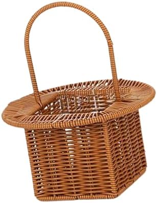 Storage Basket Organizer for Dining Table with Handle Multifunctional Picnic Basket, Brown Round by Unknown