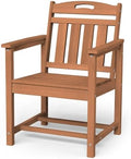 HDPE Outdoor Patio Dining Chairs with Wide Seat, Oversized, Teak by Suunyn