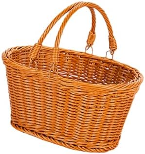 Elegant PE Handwoven Oval Storage Basket for Outdoor Camping Picnics and Home Decoration by Unknown