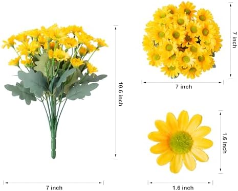 Daisy Artificial Flowers for Outdoors Summer Fall Decoration, 6 Bundles Fake Mums Silk Flowers for Outside Look Real UV Resistant Fake Plants Faux Flowers for Planter Front Door Home Indoor Porch, Mix - Image 6