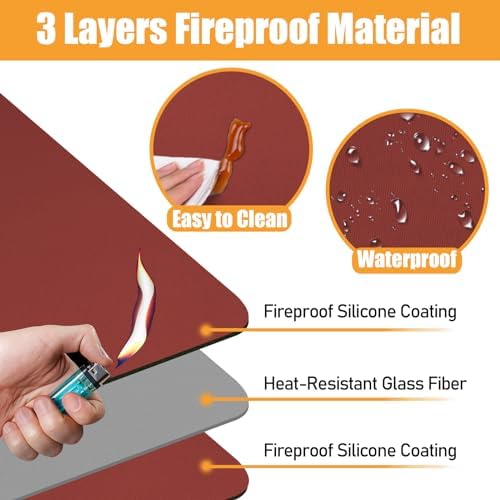 TOHONFOO Heat Resistant Mats for Countertop & Air Fryer, 18x15 in, Red - Image 2
