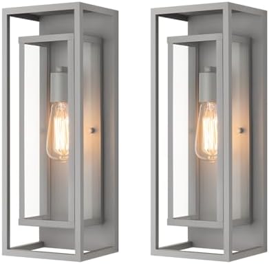 mirrea 18" Modern Outdoor Porch Wall Light, Matte Gray, 2 Pack by mirrea