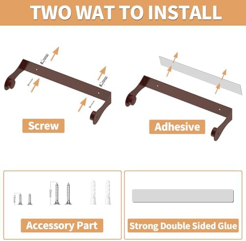 Paper Towel Holder Under Cabinet, Wall Mount, Adhesive or Drilling, Brown - Image 5