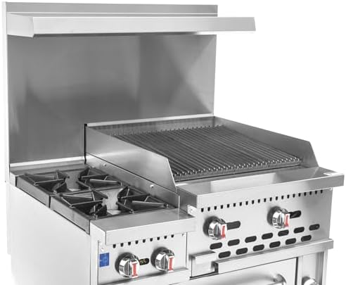 Kratos 36" Wide Commercial Gas Range with 24" Charbroiler, 2 Burners, and Full Size Oven, 154,000 BTU Output, Freestanding Range for Restaurants, Liquid Propane - Image 6