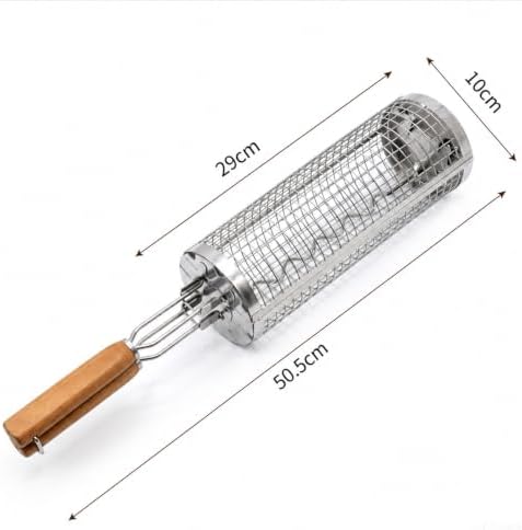 Rolling Grill Basket Large, 304 Stainless Steel Cylinder BBQ Grill Basket - Image 5