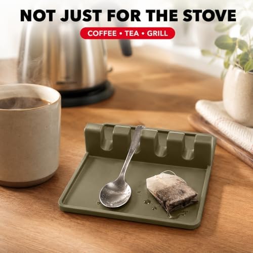2 Pack Stone Silicone Kitchen Spoon Rest for Stove Top Spoon Holder Set - Image 6