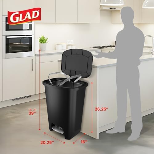 Glad Premium Trash Can with Clorox Odor Protection, 20 Gallon, Black - Image 2