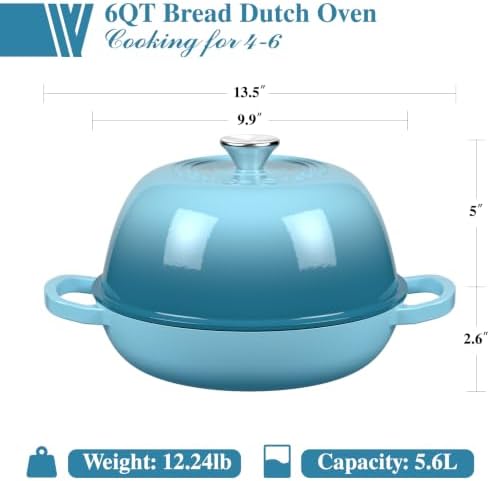 Umite Chef 6QT Enameled Cast Iron Dutch Oven Bread Baking Gift Set - Image 2