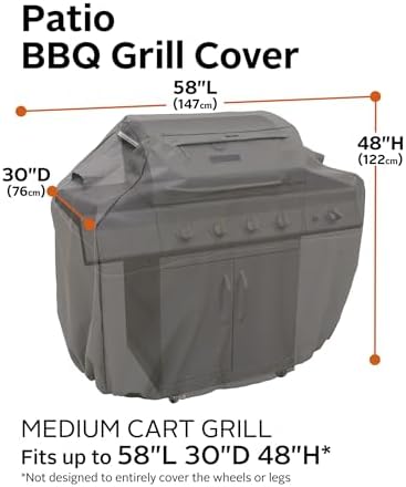 Classic Accessories Ravenna Water-Resistant 58 Inch BBQ Grill Cover, Dark Taupe - Image 4