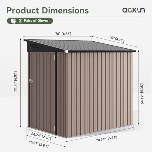 Aoxun 4x6 FT Lean to Shed for Backyard,Brown - Image 2