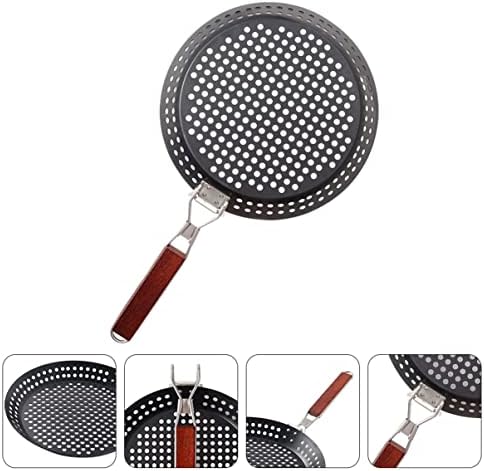 Foldable round Grill Skillet for Kabobs and Sausage, Black Iron Xmas - Image 4