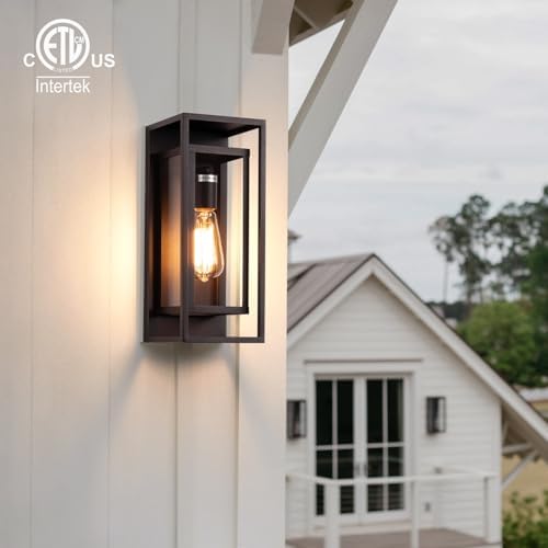 mirrea 14" Modern Outdoor Porch Wall Light, Oil Rubbed Bronze, 2 Pack - Image 3