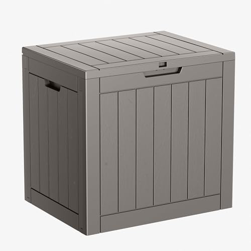 ROJIK 40 Gallon Resin Deck Box, Lockable Waterproof Weatherproof Outdoor Storage Container for Garden Tools, Cushions & Outdoor Accessories（Grey by ROJIK