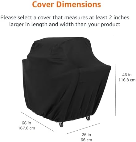 Amazon Basics Gas Grill Cover for Outdoor, Waterproof, Anti-UV, Water Resistant, All Weather Protection, Durable, 66 inch, Large, Black - Image 2