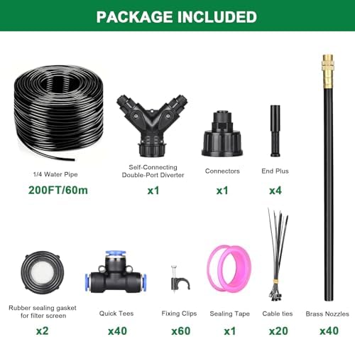Drip Irrigation System, 2026-Upgrade 200Ft 1/4" Garden Watering System with 40 Pcs 360° Adjustable Copper Nozzles, DIY Kit for Garden, Lawn, Greenhouse, Raised Beds & Outdoor Plants - Image 2
