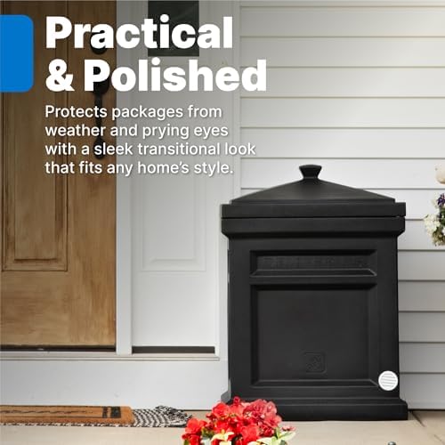 Step2 Express Parcel Delivery Box, Large Outdoor Package Bin with Lid, Weather-Resistant, Black - Image 2