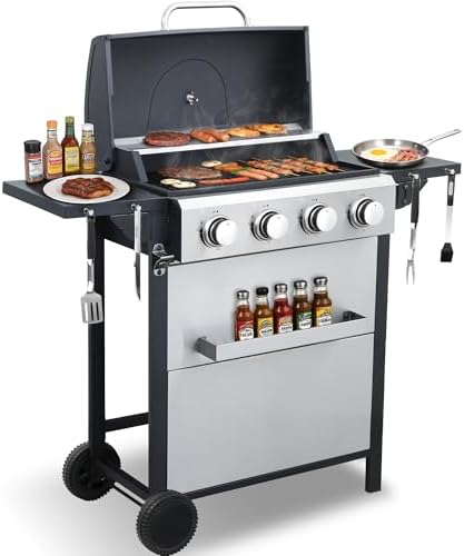 4-Burner Propane Gas Grill with Folding Side Tables, 40,000 BTU by Unknown