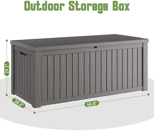 Outdoor Storage Waterproof Deck Box for Patio (230 Gallon, Grey) - Image 2