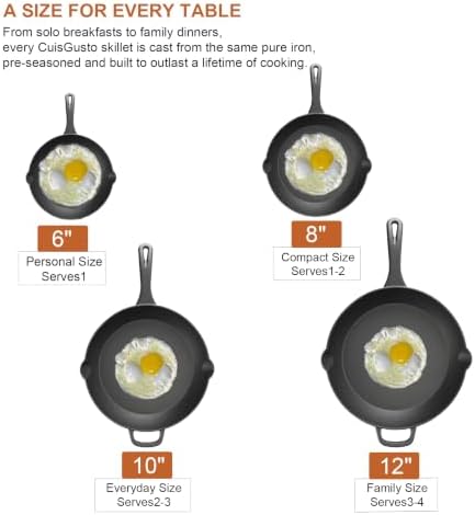 12 Inch Cast Iron Skillet with Glass Lid, Pre-Seasoned Frying Pan - Image 2