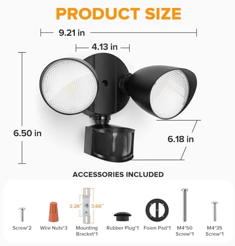 LUTEC 32W 3500 Lumen LED Security Lights Motion Sensor Light Outdoor, 5000K Daylight, IP65 Waterproof, Dusk to Dawn, Motion Detector Flood Light for Garage, Yard, Porch-Black - Image 6