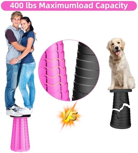 Qiguet Collapsible Stool, Folding Chair - Upgraded Portable Chair with Load Capacity 400lbs, Portable Stool for Camping Fishing Hiking - Folding Stool with Carrying Strap,Gifts for Fisherman(All Pink) - Image 4