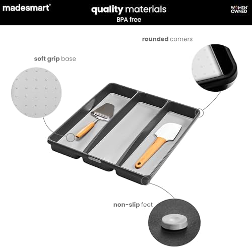 madesmart Classic 3 Compartment Utensil Tray, Granite - Image 4