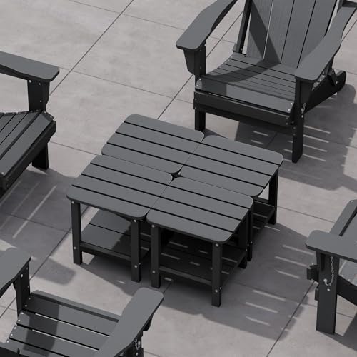 SERWALL Adirondack Table Set of 4, Outdoor Side Table- Gray by SERWALL