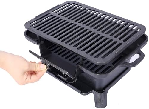 Oval Cast Iron Hibachi Grill, Portable Tabletop Charcoal Skillet, Outdoor Camping Cooking Stove - Image 7