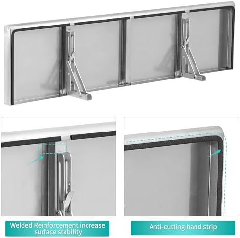 Concession Shelf 48"L x 12"W，22 gauge ASTM 304 Stainless Steel Folding Serving Food Shelves ，Wall Mount Shelving , Stainless Steel Shelf For Food Truck, grill area,BBQ working table, Restaurant .NSF - Image 3