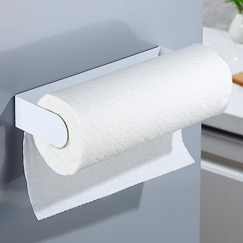 DELITON Magnetic Paper Towel Holder - Multifunctional White Paper Towel Rack with Strong Magnetic Fit Most Size Paper Towels for Refrigerator, Rv, Garage, BBQ by DELITON