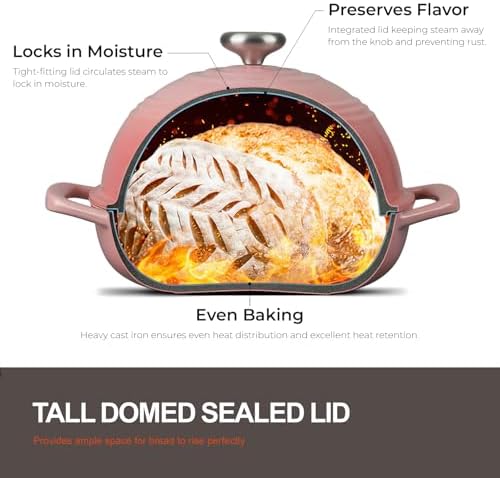 Overmont Enameled Cast Iron Dutch Oven, 6QT Bread Oven with Dome Lid Recipe - Image 4