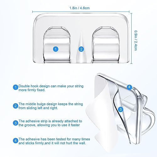 Hetyue Hooks for Outdoor String Lights Clips: 40Pcs Heavy Duty Light Hook - Image 3